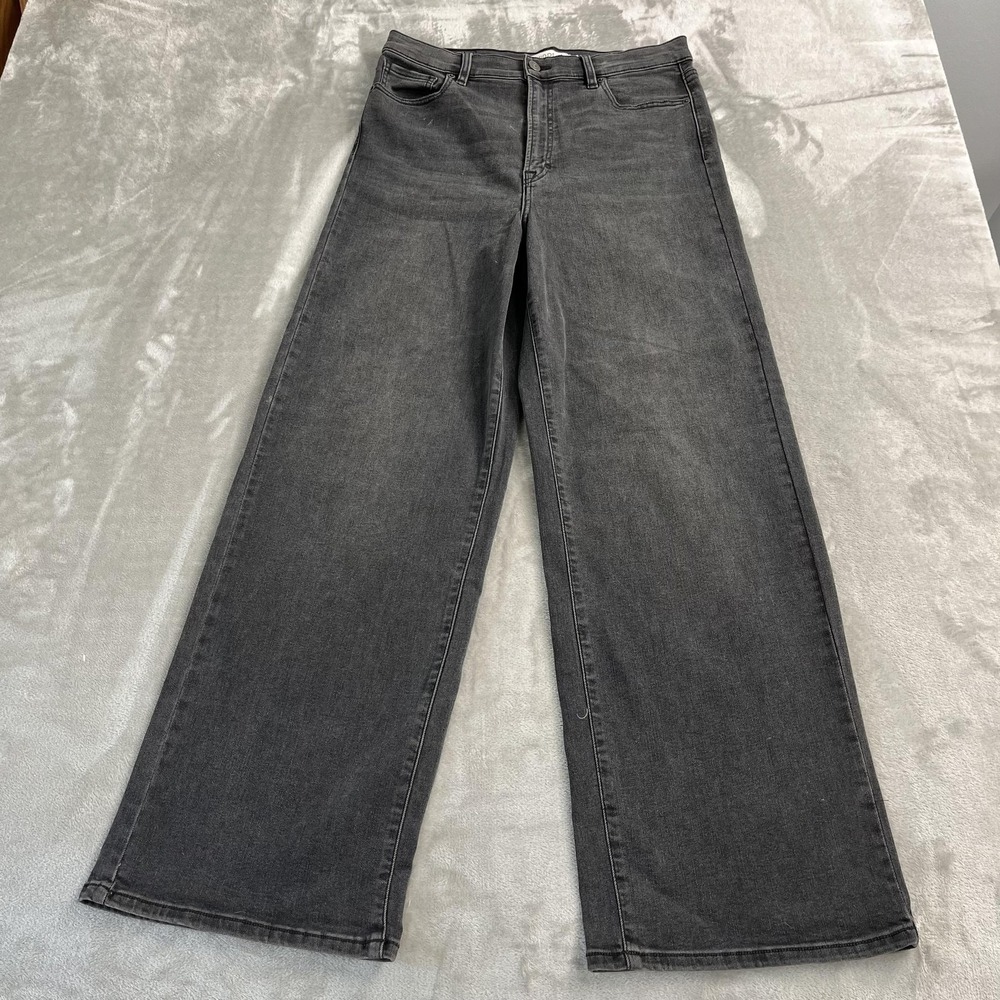 Hidden Jeans Womens 31 Charcoal Wash High Rise Wide Leg Stretch Denim Pants